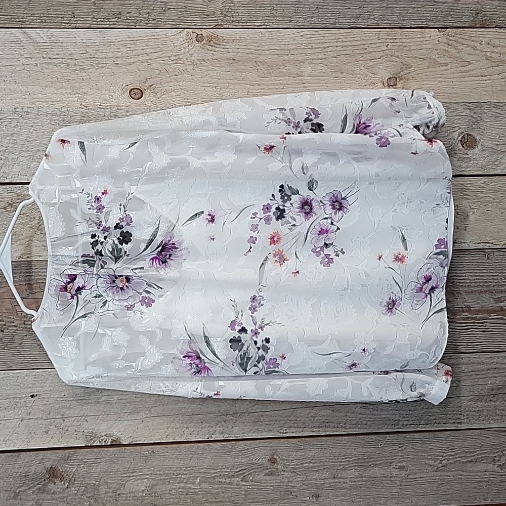 White House Black Market Floral Blouse - White and Purple - Picture 6 of 6